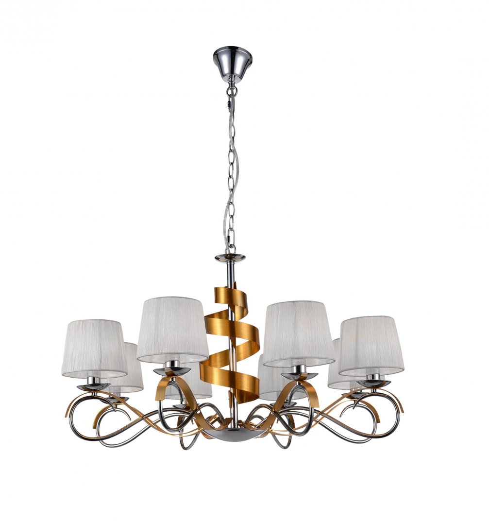 LAMPA WISZĄCA DENIS 8XE14 ZŁOTO CHROM