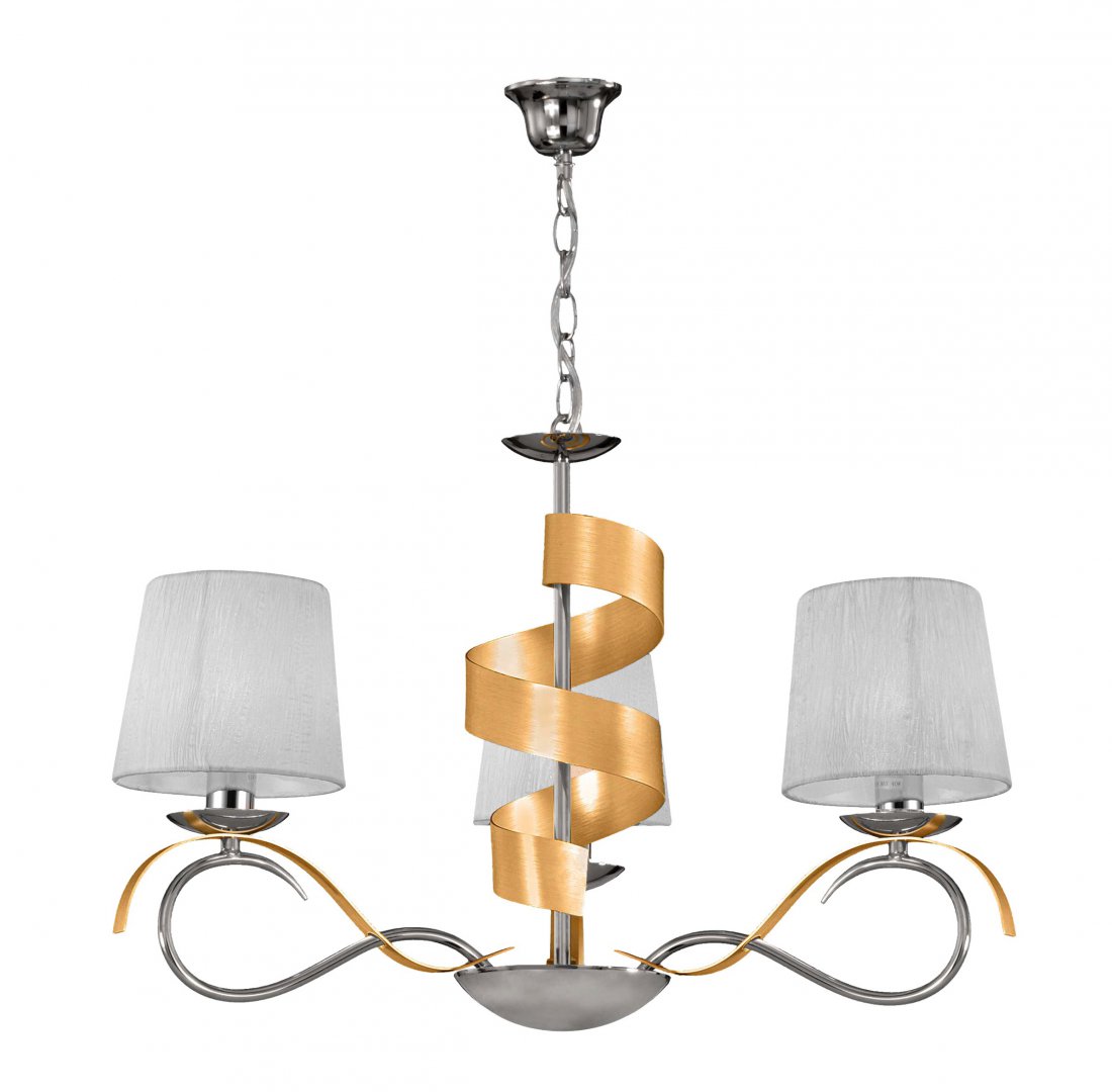 LAMPA WISZĄCA DENIS 3XE14 ZŁOTO CHROM