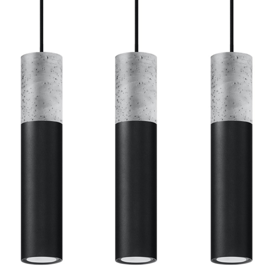 LAMPA NAD STÓŁ czarna, TUBY SUFITOWE CZARNE BORGIO 3 (SL.0652)