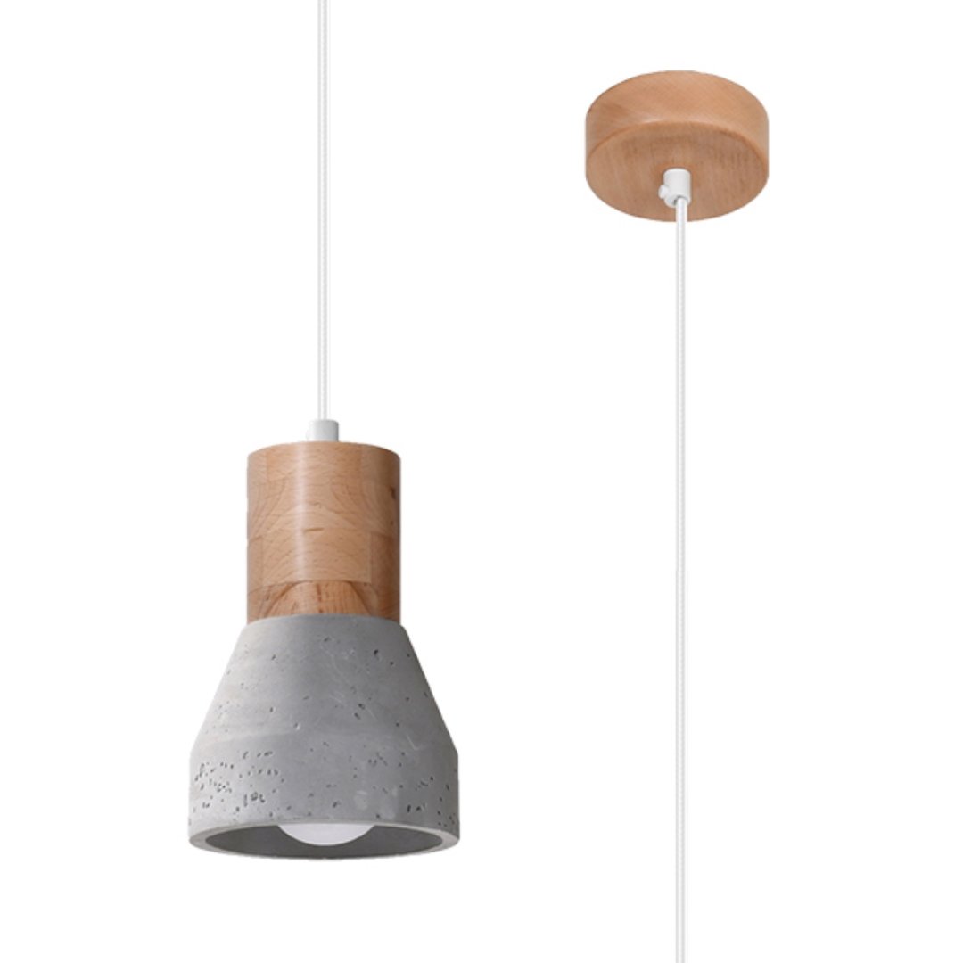 LAMPA sufitowa wisząca długa drewno beton QUBIC (SL.0964)