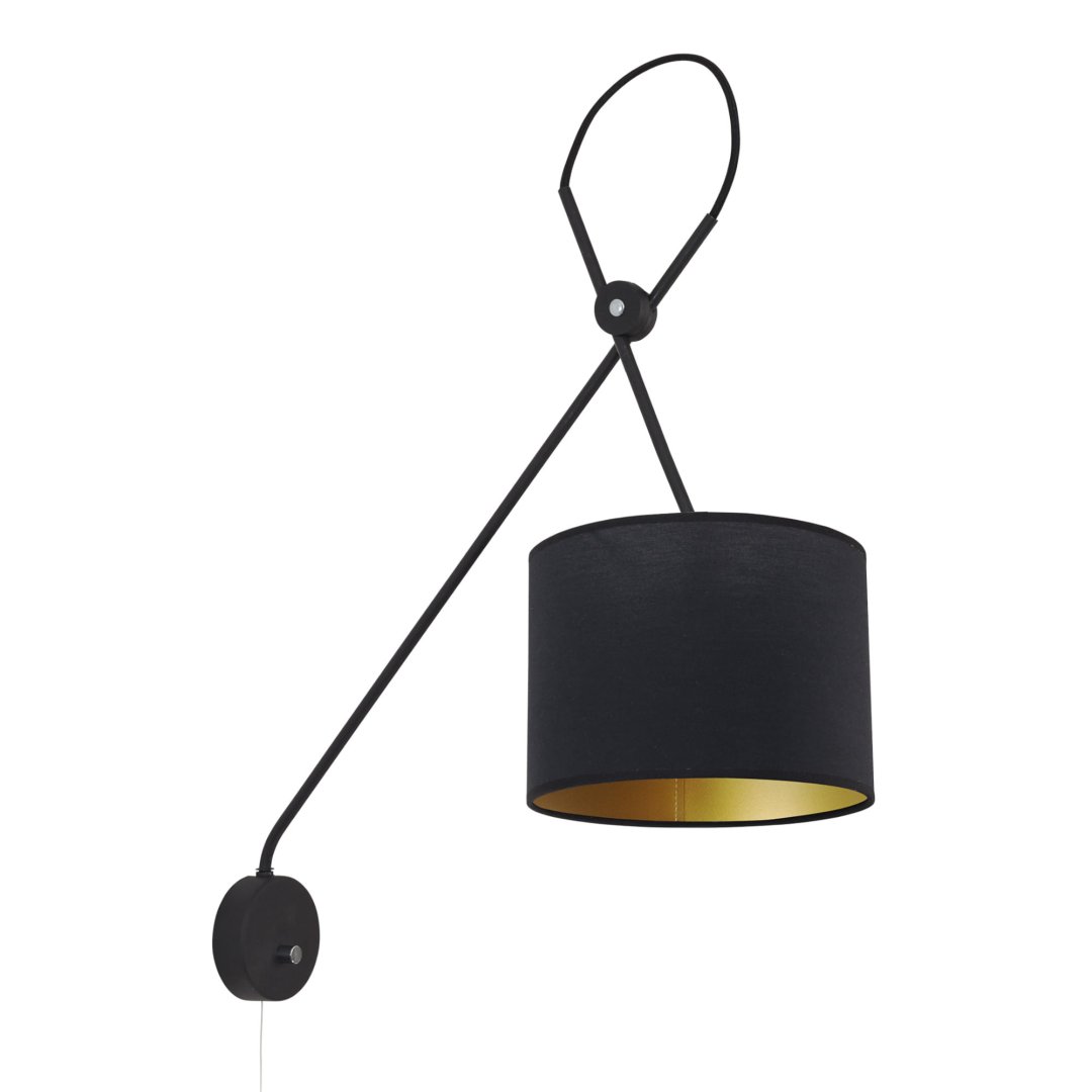LAMPA ŚCIENNA REGULOWANA CZARNA ZE ZŁOTYM VIPER (N1-6513)