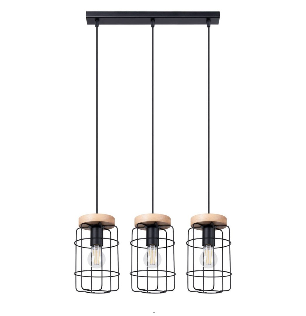 Lampa sufitowa czarna z drewnem GOTTO (SL.1264)