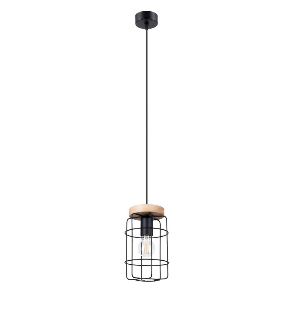 Lampa sufitowa czarna z drewnem pojedyncza GOTTO (SL.1263)