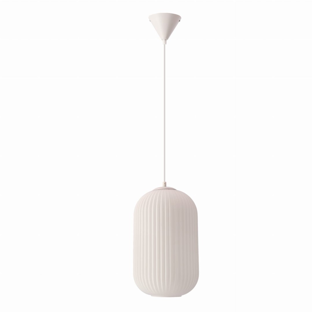 Biała lampa wisząca szkło karbowane CRESTO 1xE27