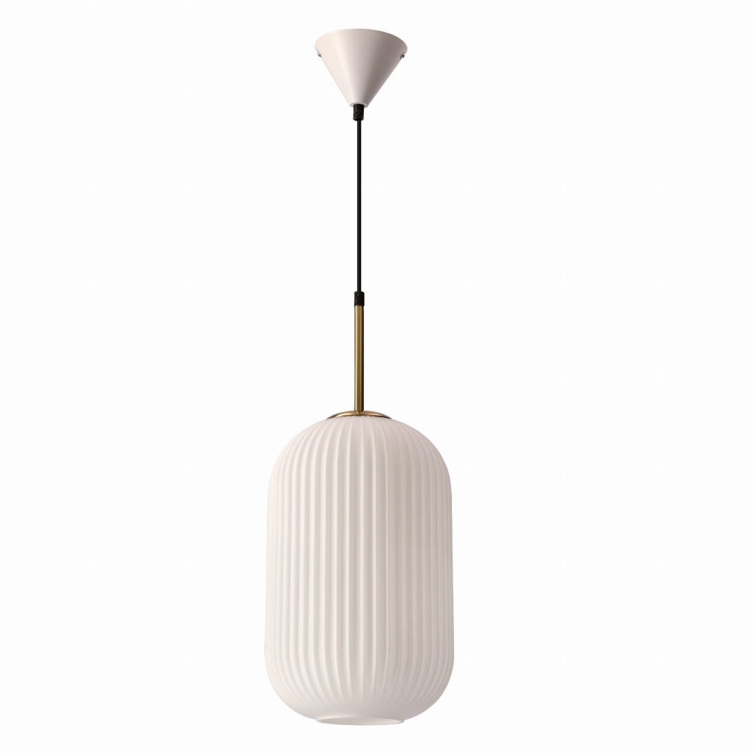 Lampa wisząca biała ze złotym szkło karbowane CRESTO 1xE27