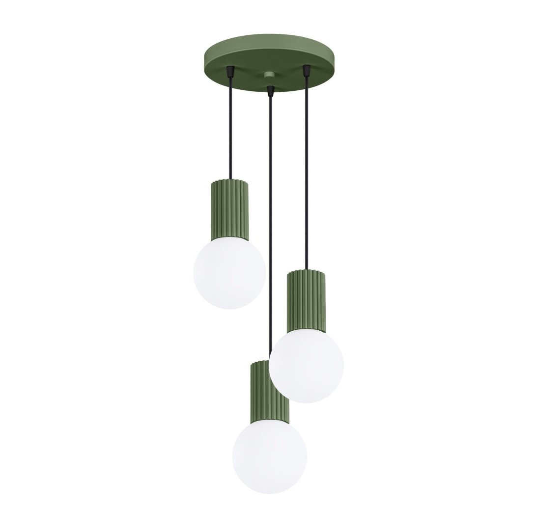 Lampa wisząca potrójna HALO zielona oliwka