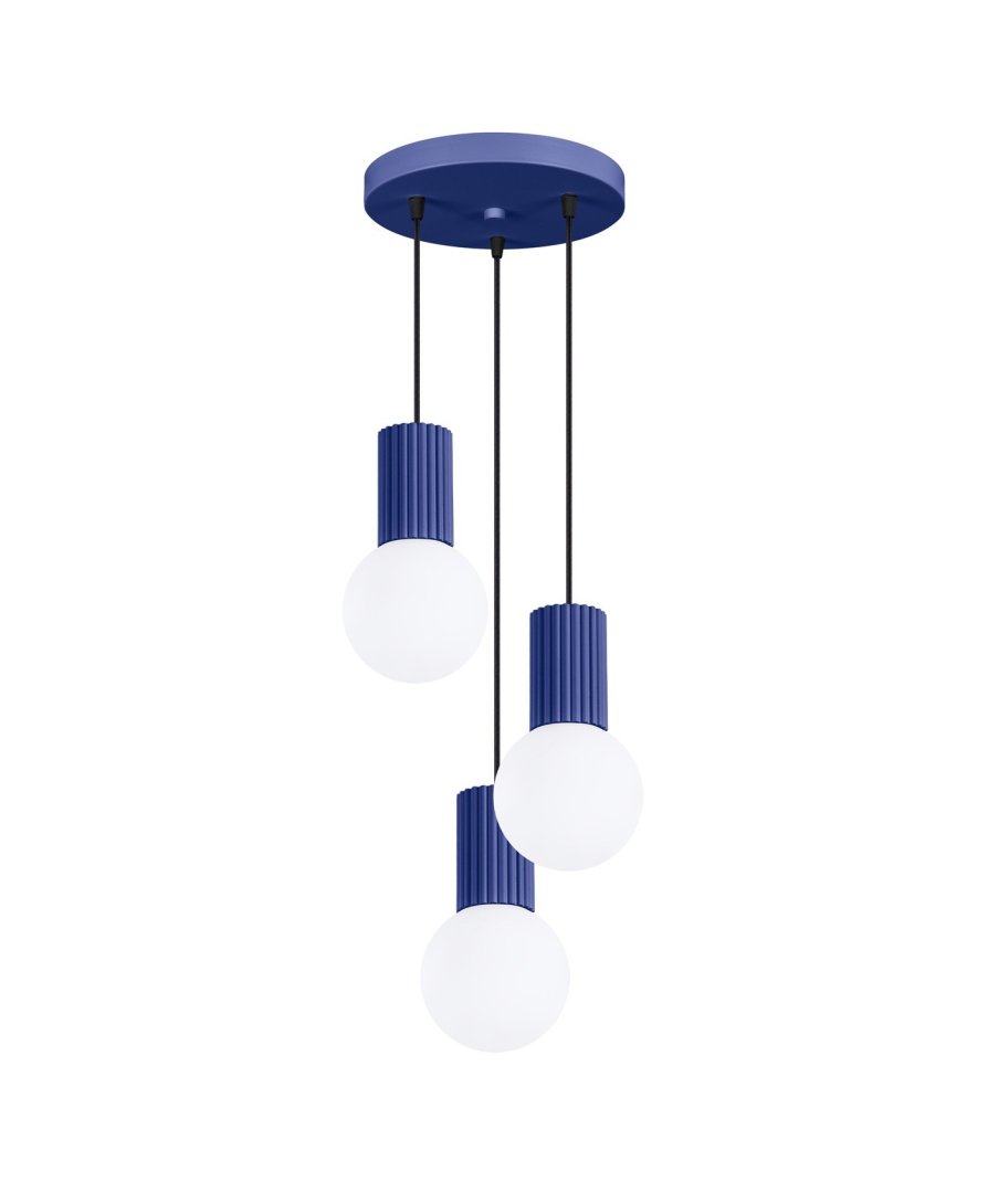 Niebieska lampa wisząca potrójna HALO ultramamryna
