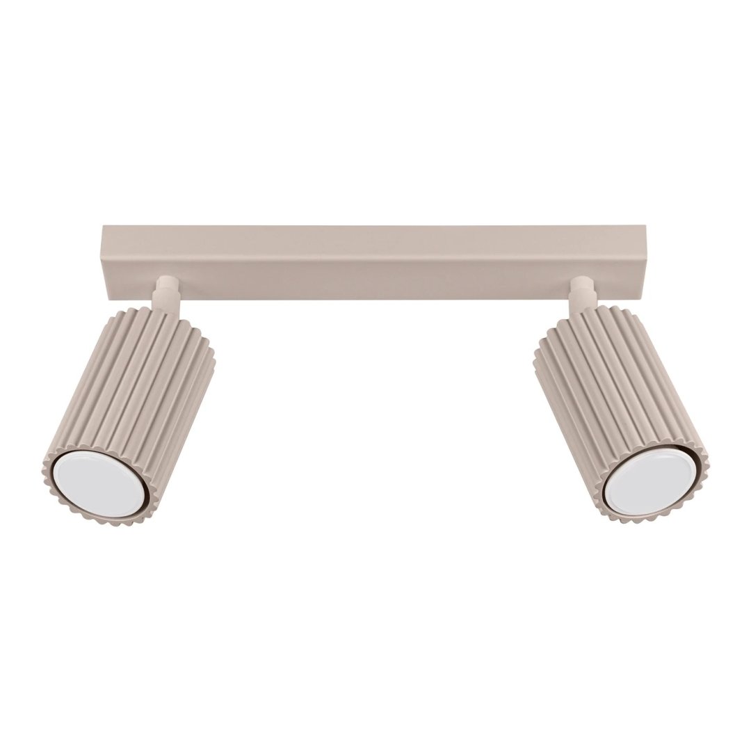 Lampa sufitowa kaszmirowa ryflowana 2xGU10, plafon KARBON 2 spot  taupe