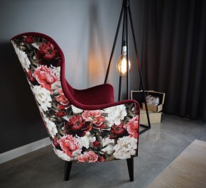 Uszak Fotel PAUSA motyw PIWONIE