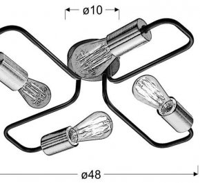 LAMPA SUFITOWA HERPE 4X60W E27 CZARNY