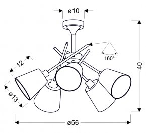 VOX LAMPA SUFITOWA 5X40W E14 CHROM