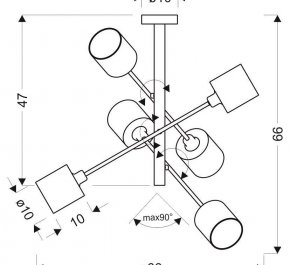 LAMPA SUFITOWA SZTYCA SAX 6X10W E14 SATYNA
