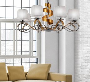 LAMPA WISZĄCA DENIS 8XE14 ZŁOTO CHROM