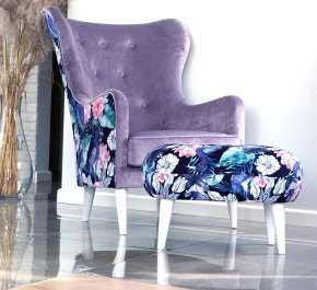 Fotel z podnóżkiem PAUSA motyw PASTEL