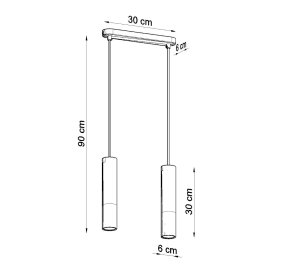 LAMPA NAD STÓŁ czarna, TUBY SUFITOWE CZARNE BORGIO 2 (SL.0651)