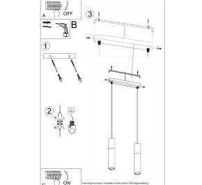 LAMPA NAD STÓŁ czarna, TUBY SUFITOWE CZARNE BORGIO 2 (SL.0651)