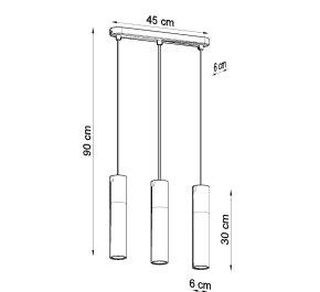 LAMPA NAD STÓŁ czarna, TUBY SUFITOWE CZARNE BORGIO 3 (SL.0652)