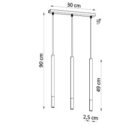 LAMPY SUFITOWE TUBY CZARNE ZE ZŁOTYM MOZAICA 3 (SL.0892)