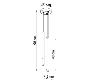 LAMPA NAD STÓŁ, TUBY SUFITOWE CZARNI Z MIEDZIĄ MOZAICA 3P (SL.0890)