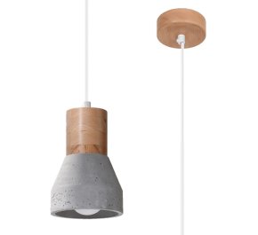 LAMPA sufitowa wisząca długa drewno beton QUBIC (SL.0964)