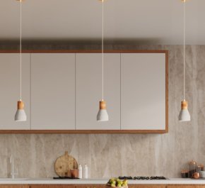 LAMPA sufitowa wisząca długa drewno beton QUBIC (SL.0964)