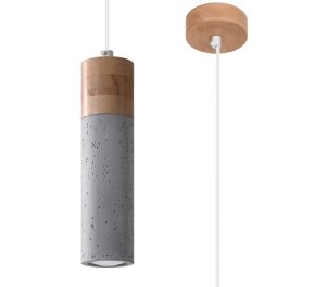 LAMPA sufitowa wisząca długa drewno beton ZANE 1 (SL.0965)