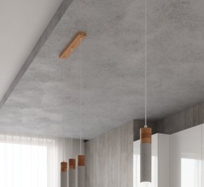 LAMPA sufitowa wisząca długa drewno beton ZANE 1 (SL.0965)