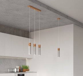 LAMPA sufitowa wisząca długa drewno beton ZANE 1 (SL.0965)