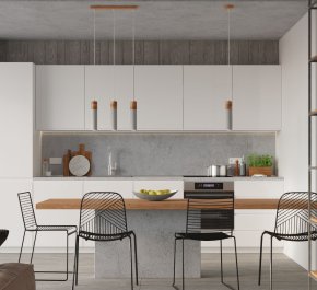 LAMPA sufitowa wisząca długa drewno beton ZANE 1 (SL.0965)