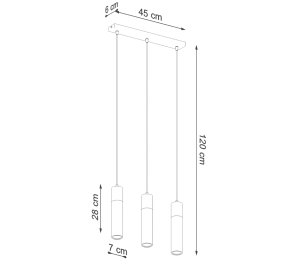 LAMPA NAD WYSPĘ, TUBY SUFITOWE ZANE 3 (SL.0967)