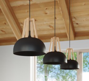 CASCO LAMPA sufitowa czarna z drewnem (SL.0390)