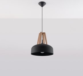 CASCO LAMPA sufitowa czarna z drewnem (SL.0390)