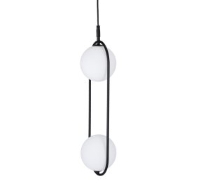 CORDEL 2x28W lampa wisząca czarna nowoczesna, klosze białe kule (32-10155)