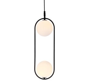 CORDEL 2x28W lampa wisząca czarna nowoczesna, klosze białe kule (32-10155)