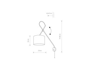 LAMPA ŚCIENNA REGULOWANA CZARNA ZE ZŁOTYM VIPER (N1-6513)