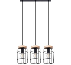 Lampa sufitowa czarna z drewnem GOTTO (SL.1264)