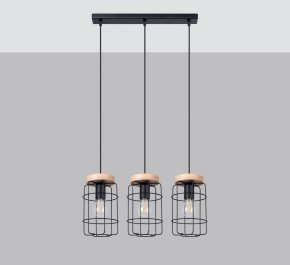 Lampa sufitowa czarna z drewnem GOTTO (SL.1264)