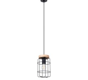 Lampa sufitowa czarna z drewnem pojedyncza GOTTO (SL.1263)