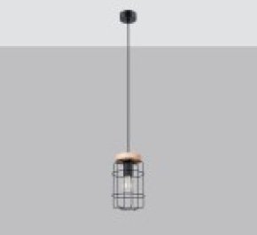 Lampa sufitowa czarna z drewnem pojedyncza GOTTO (SL.1263)