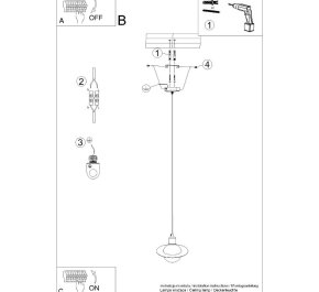 Lampa wisząca biała kula z czarnym pojedyncza 125 cm HYPERION 1xG9 (SL.1358)