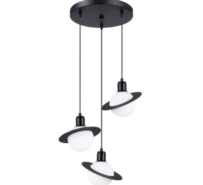Lampa wisząca potrójna biała z czarnym 120 cm klosze białe kule HYPERION 3P (SL.1359)