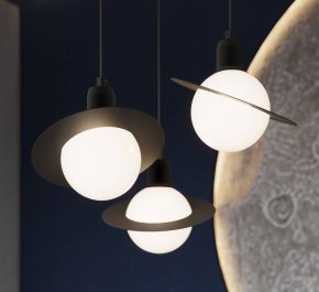 Lampa wisząca potrójna biała z czarnym 120 cm klosze białe kule HYPERION 3P (SL.1359)