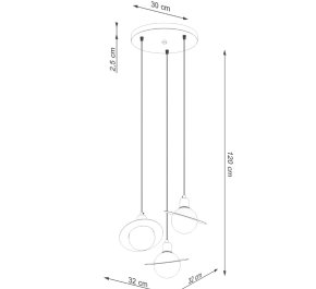 Lampa wisząca potrójna biała z czarnym 120 cm klosze białe kule HYPERION 3P (SL.1359)