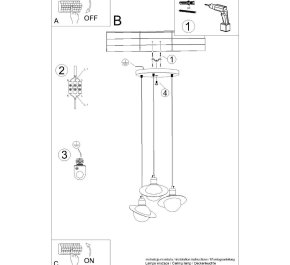 Lampa wisząca potrójna biała z czarnym 120 cm klosze białe kule HYPERION 3P (SL.1359)