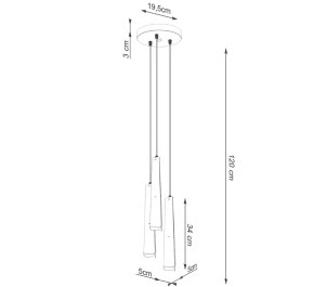 Nowoczesna lampa sufitowa czarna loft 120 cm 3xG9 PRYSM 3P (SL.1401)