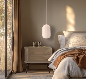 Biała lampa wisząca szkło karbowane CRESTO 1xE27