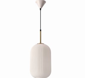 Lampa wisząca biała ze złotym szkło karbowane CRESTO 1xE27
