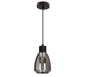 Czarna lampa wisząca pojedyncza 120 cm 1xE27 40W MOLDO klosz dymiony