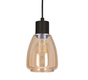 Czarna lampa wisząca pojedyncza 120 cm 1xE27 40W MOLDO klosz bursztynowy