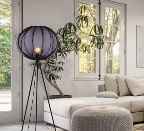 Nowoczesna lampa podłogowa klosz czarny 1xE27 kula MELLOW